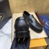 sy_no_933540030BD116A210F491B3F7EDA02E_4 Prada Black Calfskin Metal Logo Loafers