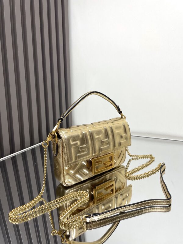 sy_no_9399D2F0F072E66F81A2A3ED0720404D_1 Fendi Baguette Small Handbag – Gold Metallic Leather
