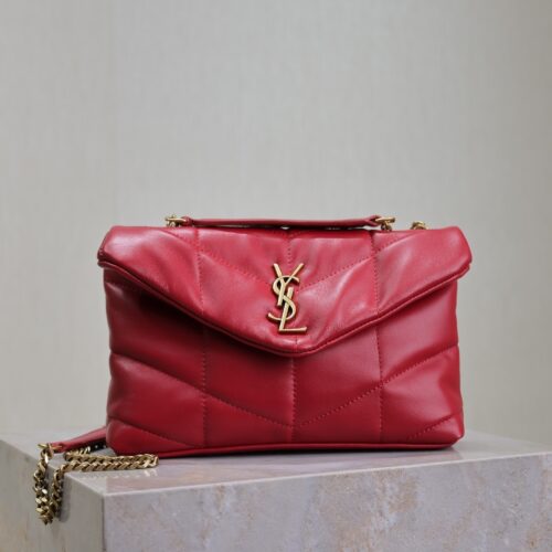 sy_no_946B8444C985AECA51E29E87553D2364_0 YSL Loulou Mini Double-Chain Bag – Red Lambskin