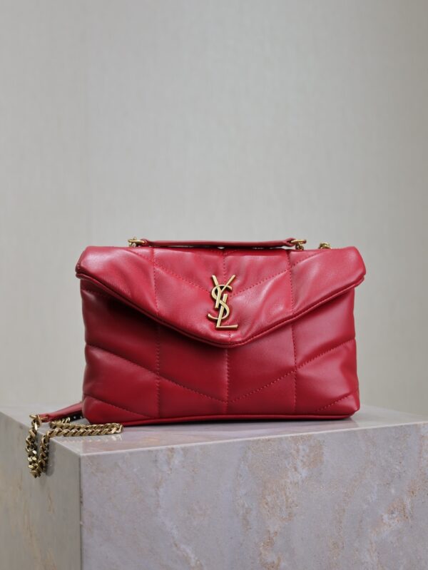 sy_no_946B8444C985AECA51E29E87553D2364_0 YSL Loulou Mini Double-Chain Bag – Red Lambskin
