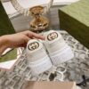 sy_no_94A60A28107BCC0F34BDC67BE07FC15E_8 Gucci Re-Web Cream & Champagne Gold GG Jacquard Platform Sneakers