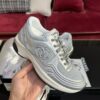 Metallic Silver & Mesh Retro Running Sneakers