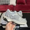 Metallic Silver & Mesh Retro Running Sneakers
