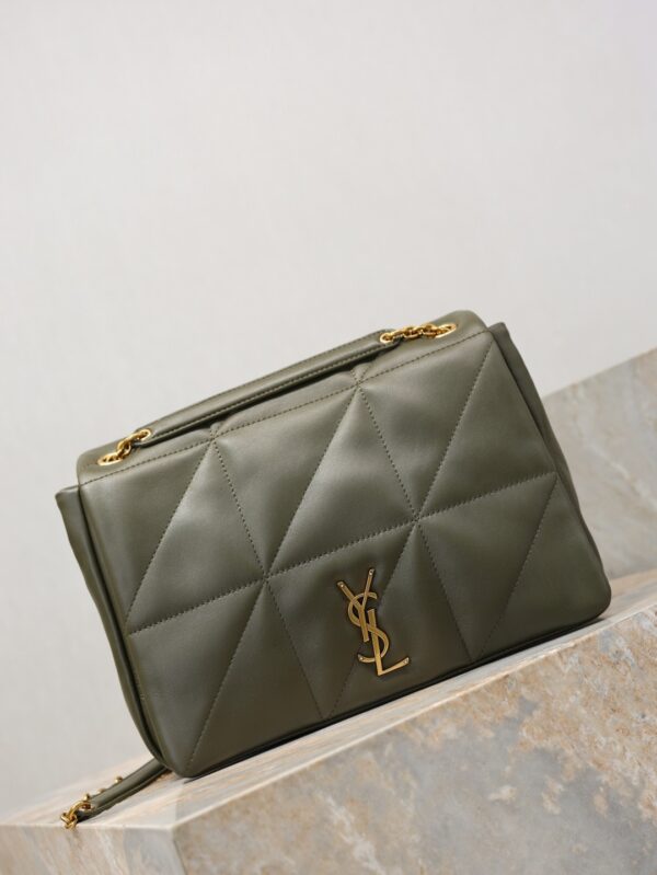 sy_no_9552C0550CC9515EAABC4F6A0A657B04_1 YSL Jamie 4.3 29cm Shoulder Bag – Green Lambskin