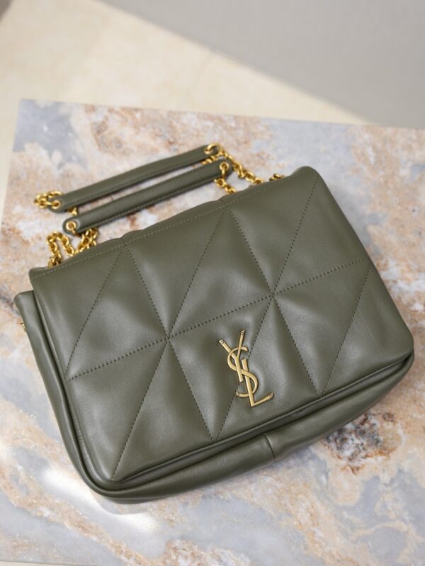sy_no_9552C0550CC9515EAABC4F6A0A657B04_6 YSL Jamie 4.3 29cm Shoulder Bag – Green Lambskin