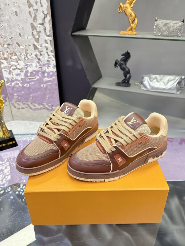 Louis Vuitton LV Trainer Maxi Mocha Brown & Khaki Mixed-Material Sneakers