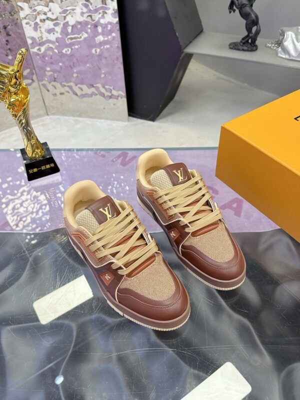 Louis Vuitton LV Trainer Maxi Mocha Brown & Khaki Mixed-Material Sneakers