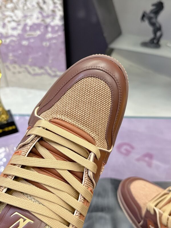Louis Vuitton LV Trainer Maxi Mocha Brown & Khaki Mixed-Material Sneakers