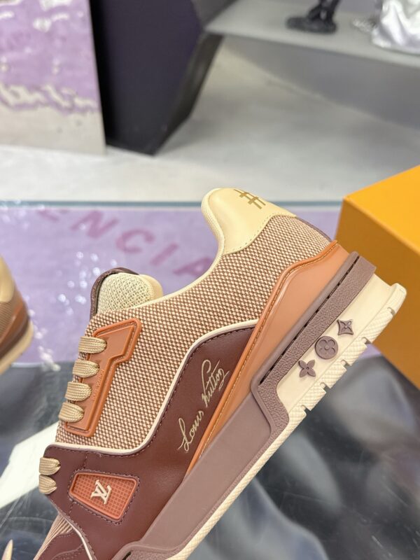 Louis Vuitton LV Trainer Maxi Mocha Brown & Khaki Mixed-Material Sneakers