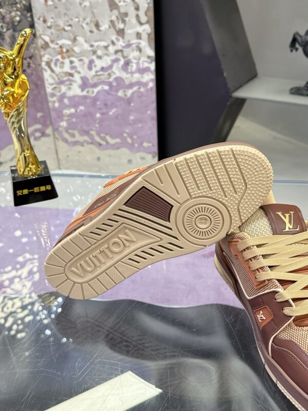 Louis Vuitton LV Trainer Maxi Mocha Brown & Khaki Mixed-Material Sneakers