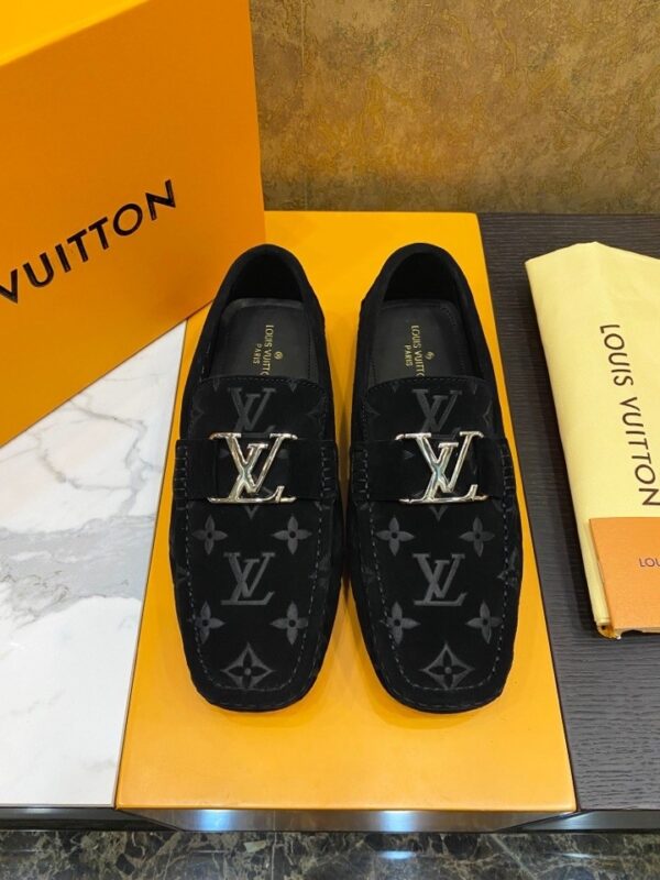 Louis Vuitton Hockenheim / LV Driver Black Monogram Suede Moccasin