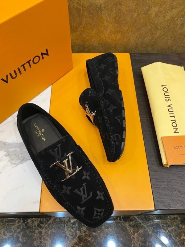 Louis Vuitton Hockenheim / LV Driver Black Monogram Suede Moccasin
