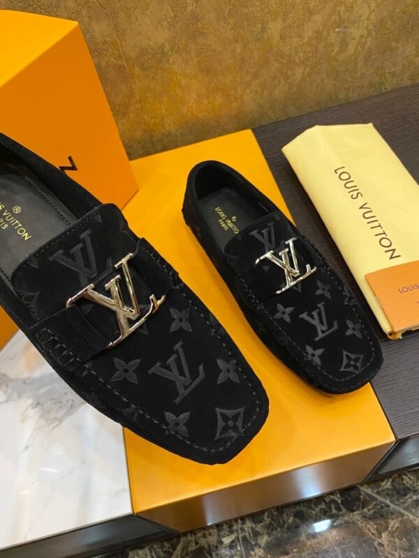 Louis Vuitton Hockenheim / LV Driver Black Monogram Suede Moccasin