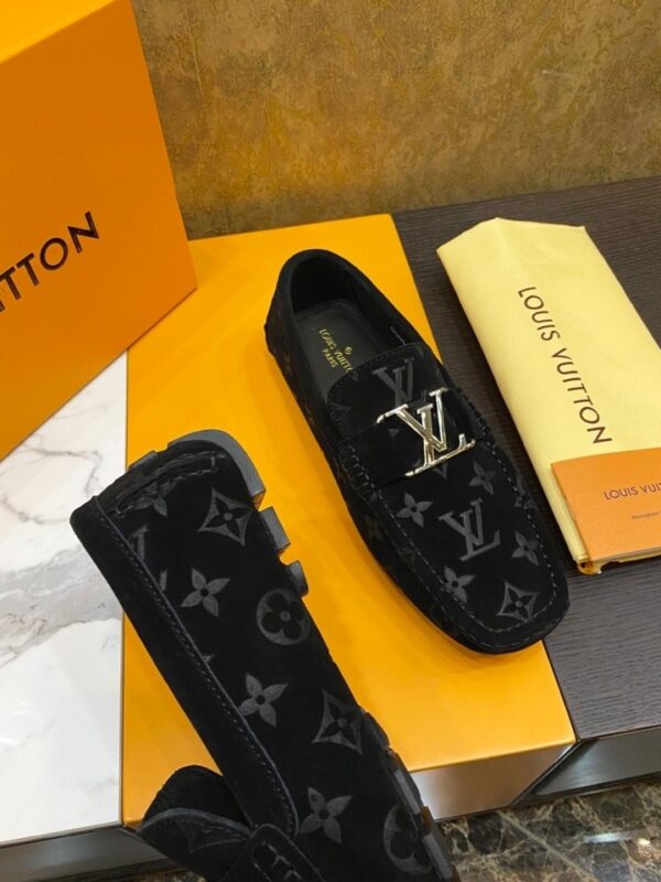 Louis Vuitton Hockenheim / LV Driver Black Monogram Suede Moccasin