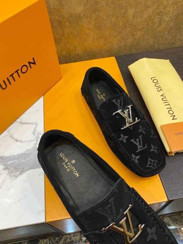 Louis Vuitton Hockenheim / LV Driver Black Monogram Suede Moccasin