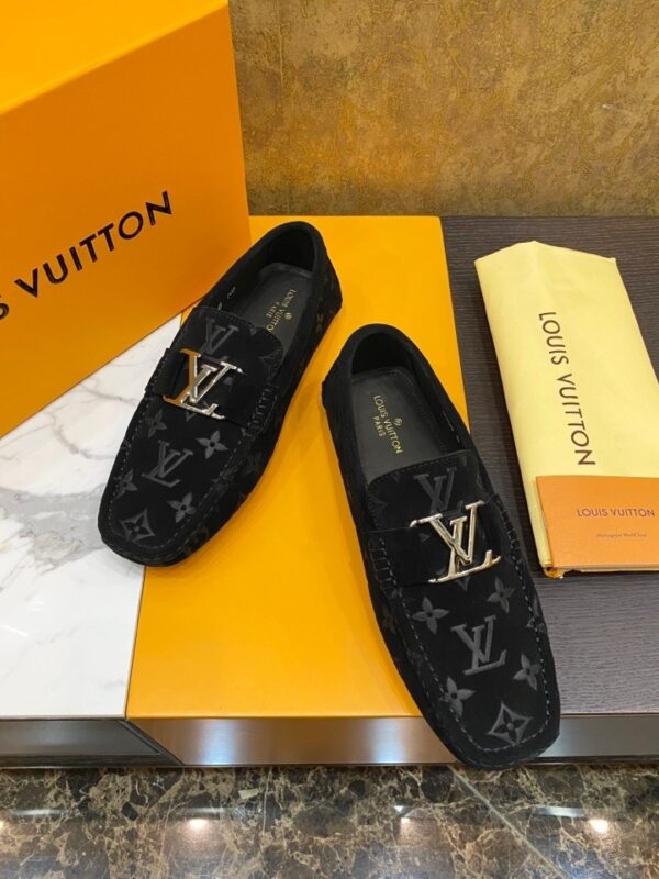 Louis Vuitton Hockenheim / LV Driver Black Monogram Suede Moccasin