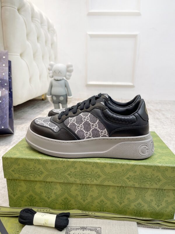 sy_no_97242F78CCCCDA82660A9CC6BB438B20_2 Gucci Re-Web Black & Grey GG Canvas Platform Sneakers