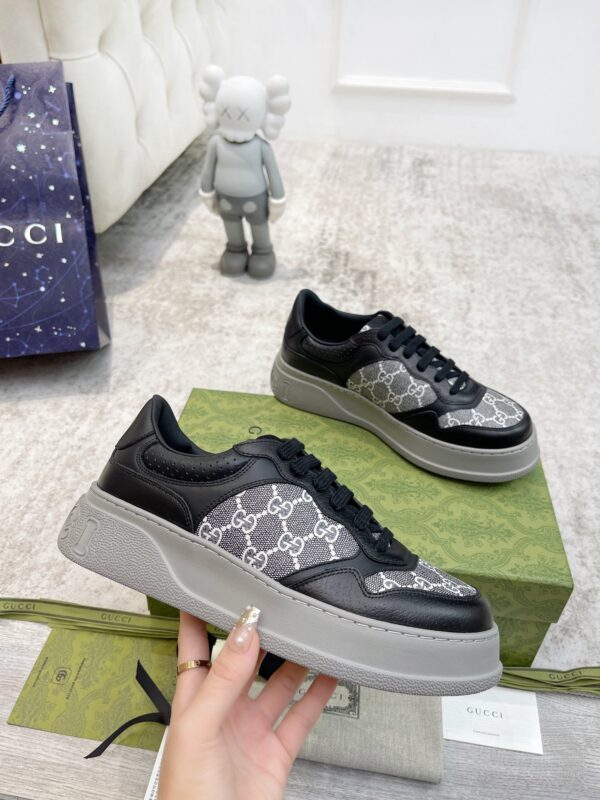 sy_no_97242F78CCCCDA82660A9CC6BB438B20_5 Gucci Re-Web Black & Grey GG Canvas Platform Sneakers