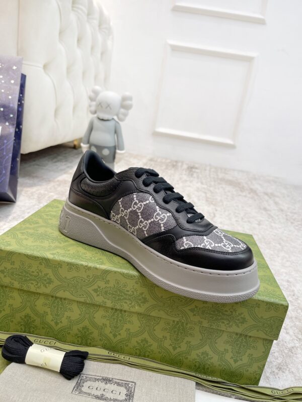 sy_no_97242F78CCCCDA82660A9CC6BB438B20_6 Gucci Re-Web Black & Grey GG Canvas Platform Sneakers