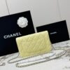 Avocado Green Quilted Textured Calfskin WOC Chain Wallet