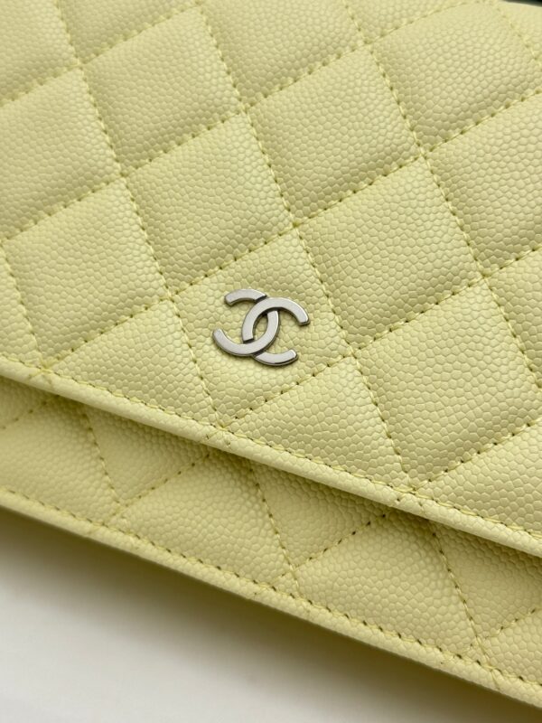 Avocado Green Quilted Textured Calfskin WOC Chain Wallet