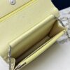 Avocado Green Quilted Textured Calfskin WOC Chain Wallet