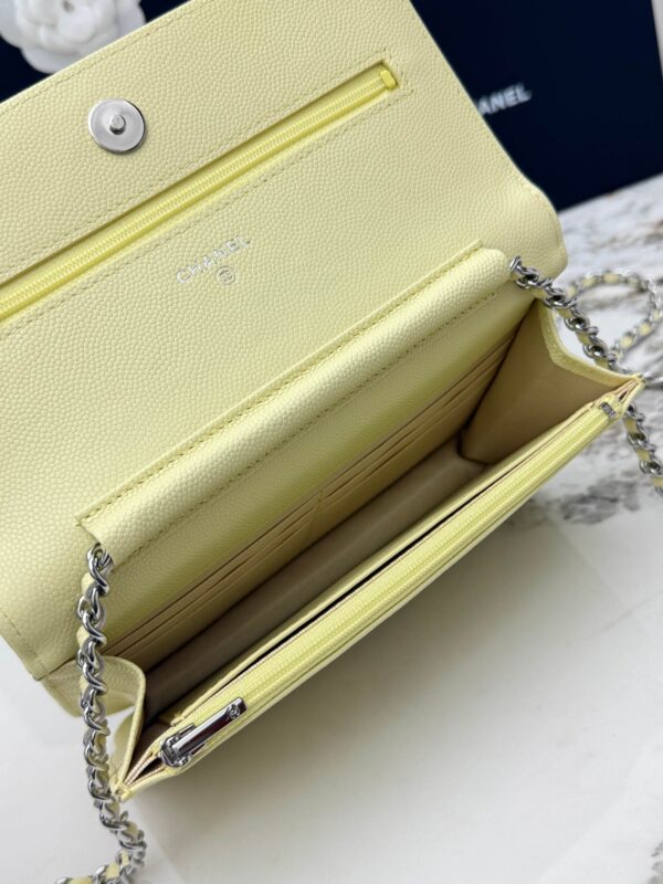 Avocado Green Quilted Textured Calfskin WOC Chain Wallet