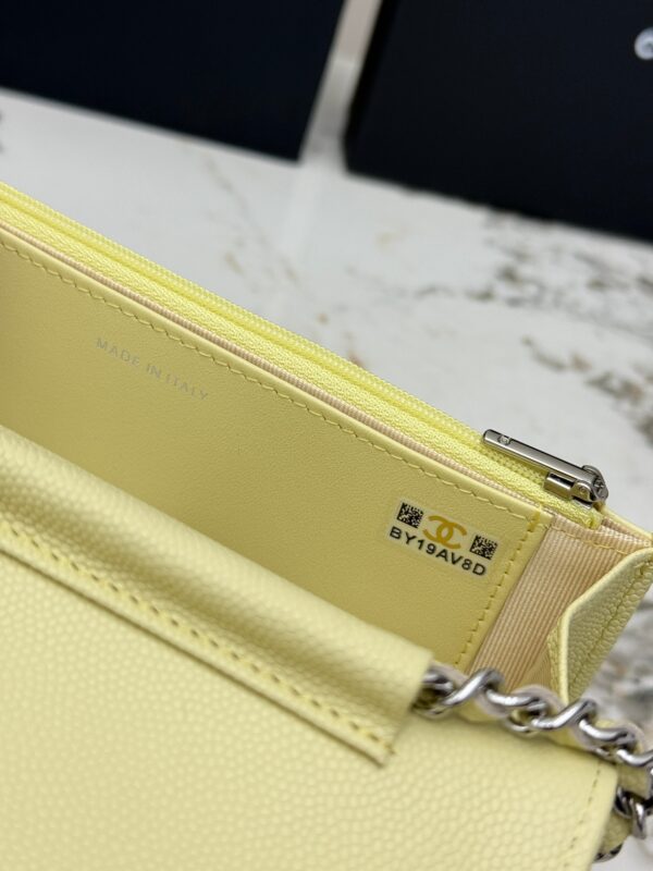Avocado Green Quilted Textured Calfskin WOC Chain Wallet