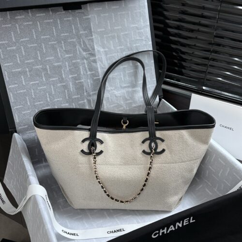 sy_no_98FAD3324EEFDED5BC9B50F47D66353A_0 White Canvas Large Tote Bag
