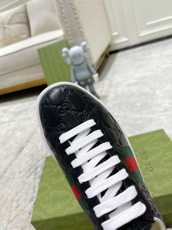sy_no_99A936E71EA7CB62804C3B92AD336B8B_7 Gucci Ace Black GG Embossed Leather Sneakers