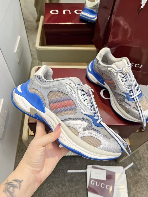 sy_no_99EB3FACA0E56311AE3EFCDF0EB655DD_0 Gucci Tech/Retro Runner Sneaker with Toggle Lace – Silver / Royal Blue