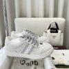sy_no_9A265DBE522259817CB089E79306021A_4 Gucci Screener Crystal Embellished White Leather Sneaker with Silver Web Stripe