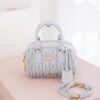 Miu Miu Arcadie Matelassé Small Bowling Bag – Pearl Gray