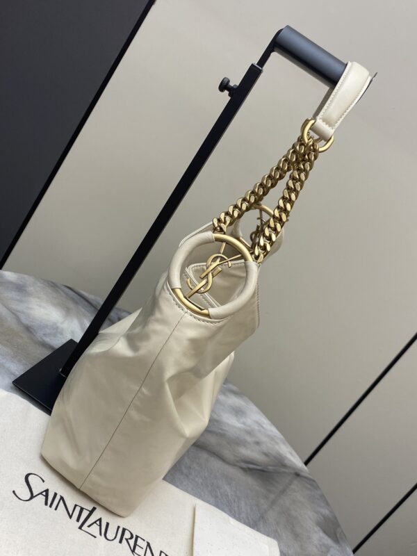 sy_no_9A3A69CC38C488D74C545E263A9E652C_2 YSL Waxed Leather Chain Hobo Bag – Ivory & Gold