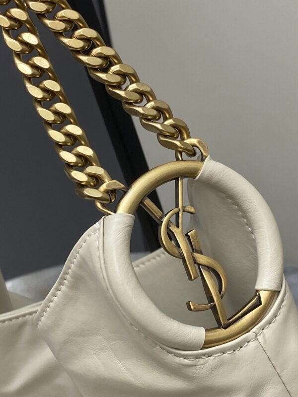 sy_no_9A3A69CC38C488D74C545E263A9E652C_4 YSL Waxed Leather Chain Hobo Bag – Ivory & Gold