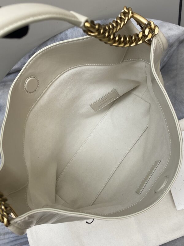 sy_no_9A3A69CC38C488D74C545E263A9E652C_5 YSL Waxed Leather Chain Hobo Bag – Ivory & Gold
