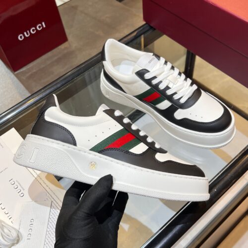 sy_no_9CAD1A11450FF12CC2533F9012EC973C_0 Gucci Web & Leather Platform Sneaker – White / Black