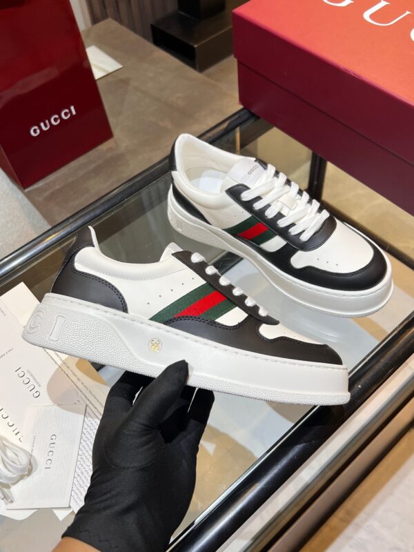 Gucci Web & Leather Platform Sneaker – White / Black