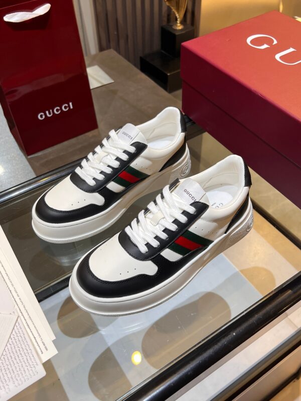 Gucci Web & Leather Platform Sneaker – White / Black