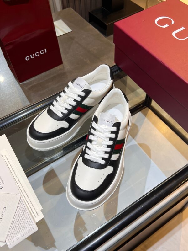 Gucci Web & Leather Platform Sneaker – White / Black