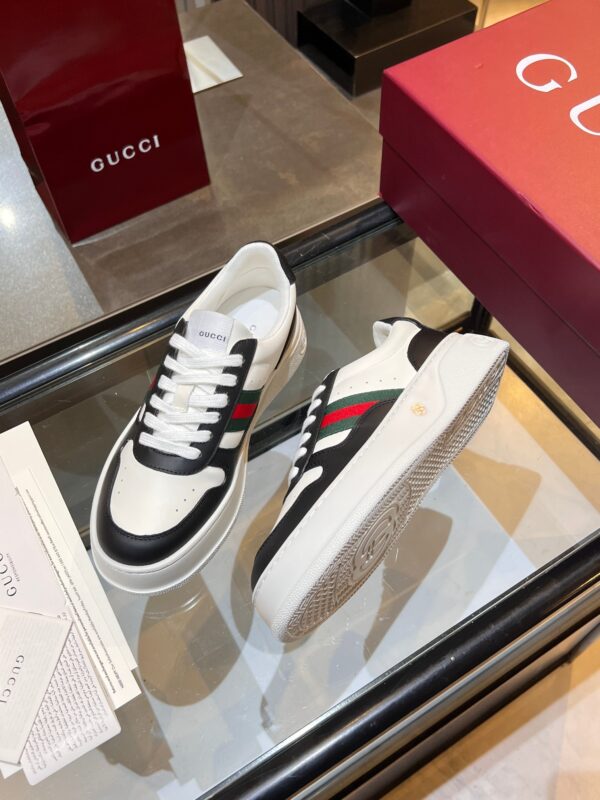 Gucci Web & Leather Platform Sneaker – White / Black