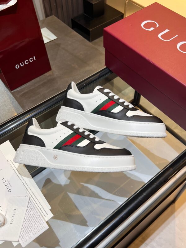 Gucci Web & Leather Platform Sneaker – White / Black