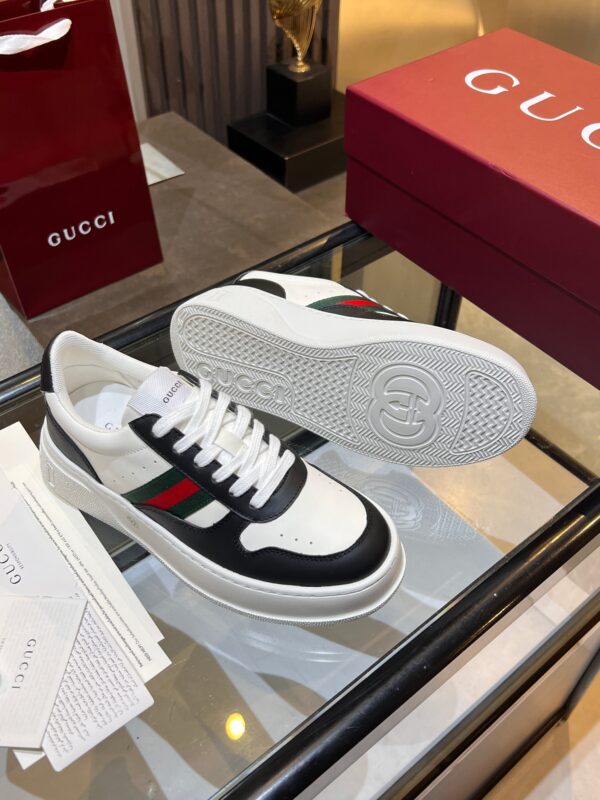 Gucci Web & Leather Platform Sneaker – White / Black