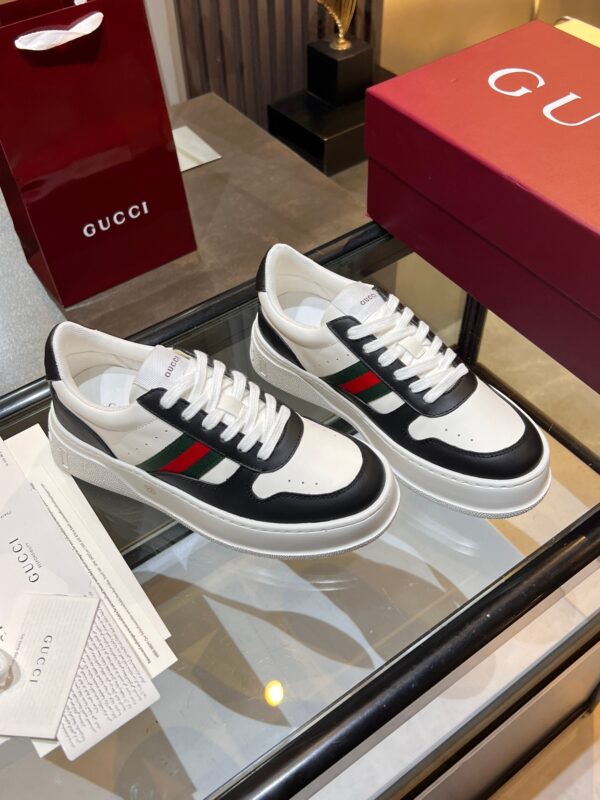 Gucci Web & Leather Platform Sneaker – White / Black