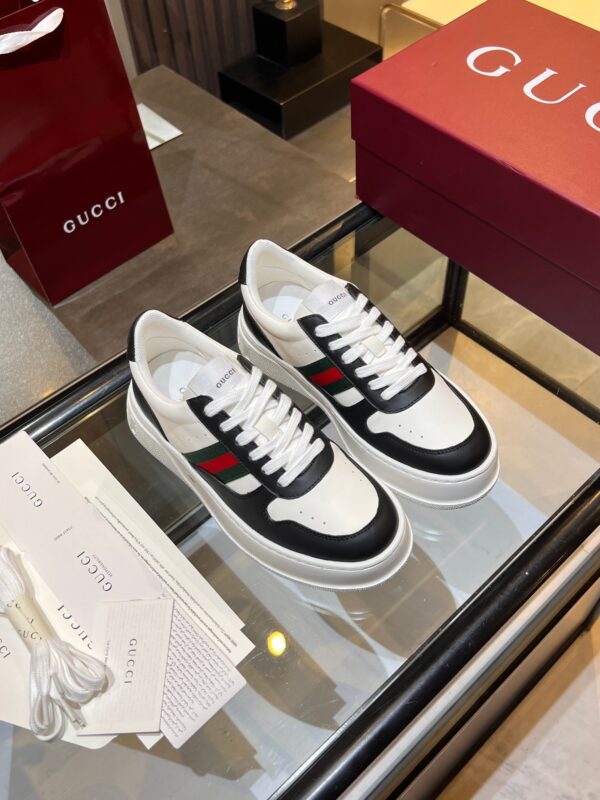 Gucci Web & Leather Platform Sneaker – White / Black