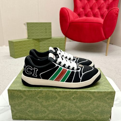 Gucci Screener Graphic Print Black Sneaker – Black / Green & Red