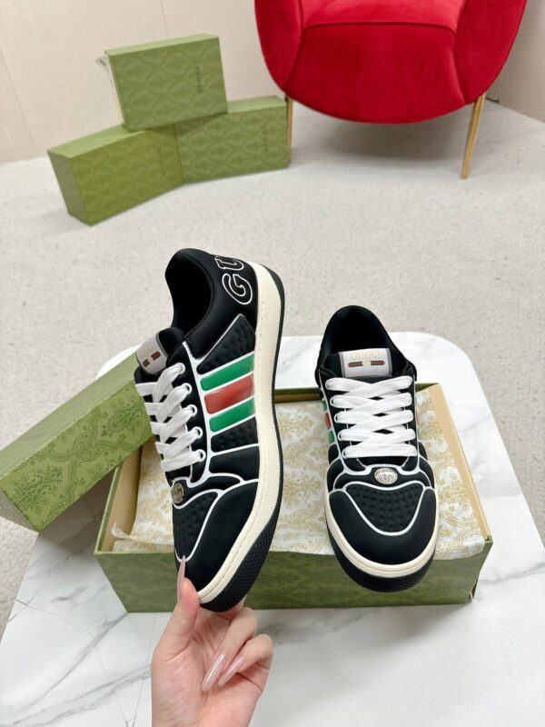 Gucci Screener Graphic Print Black Sneaker – Black / Green & Red