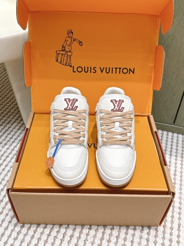 sy_no_9F3C31C8224460E1133D2E780F96EBB2_0 Louis Vuitton LV Skate / LV Trainer Maxi White, Khaki & Burgundy Sneakers