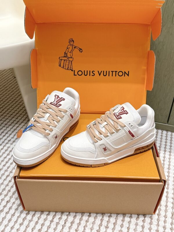 sy_no_9F3C31C8224460E1133D2E780F96EBB2_1 Louis Vuitton LV Skate / LV Trainer Maxi White, Khaki & Burgundy Sneakers