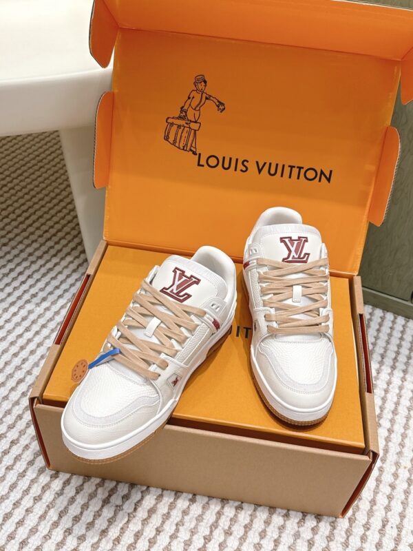 sy_no_9F3C31C8224460E1133D2E780F96EBB2_2 Louis Vuitton LV Skate / LV Trainer Maxi White, Khaki & Burgundy Sneakers
